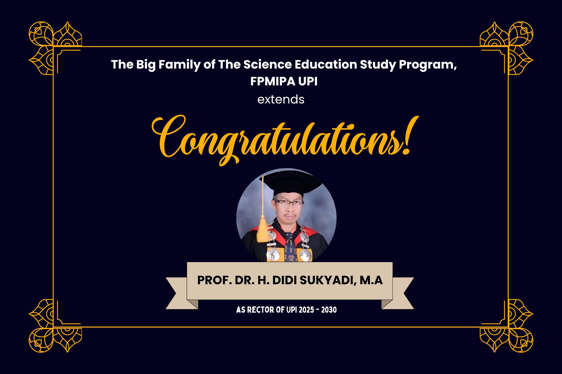 Welcoming UPI’s New Leader: Prof. Dr. Didi Sukyadi Inaugurated as Rector for 2025–2030!